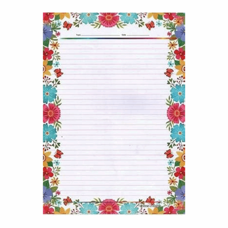 A notepad adorned with vibrant flowers and leaves, showcasing a colorful and nature-inspired design