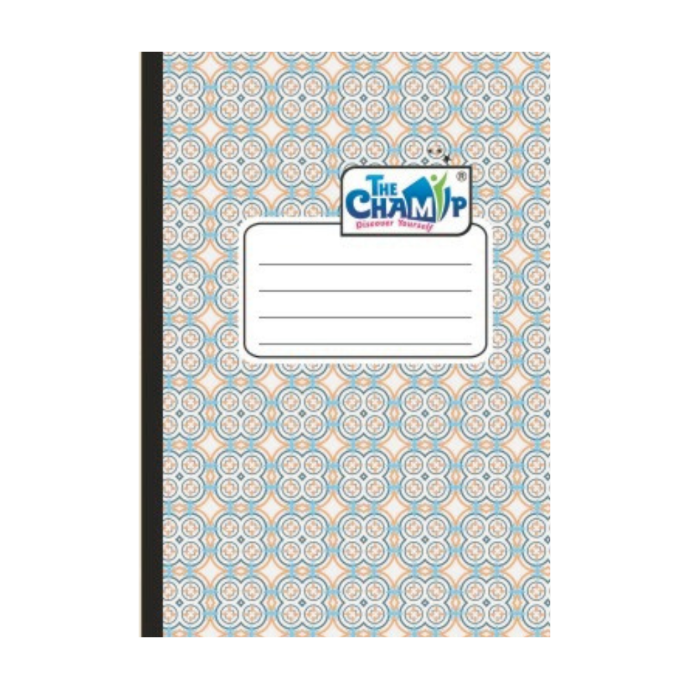 A notebook adorned with a blue and white pattern, highlighting its stylish appearance A notebook adorned with a blue and white pattern, highlighting its stylish appearance